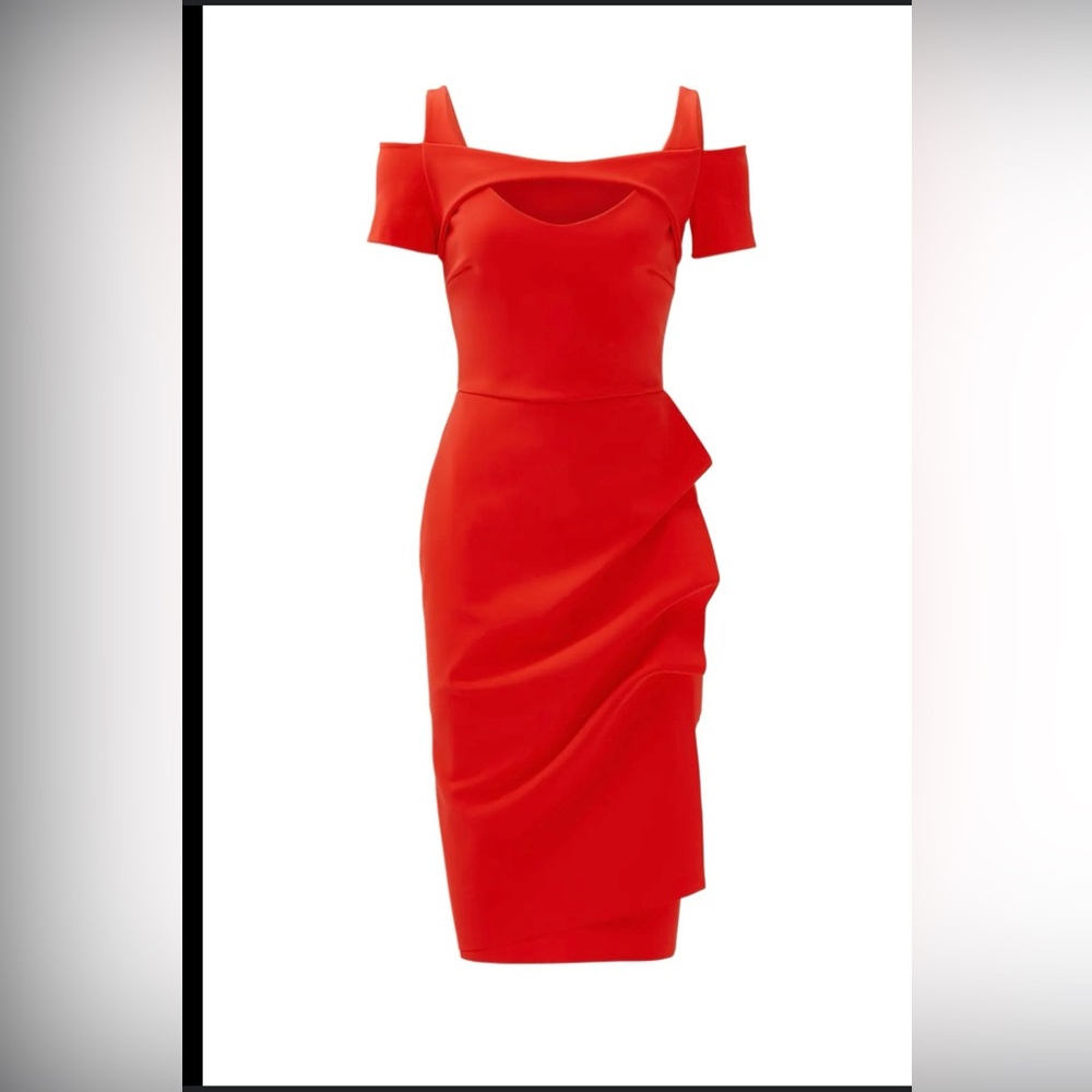 Chiara Boni Red One Shoulder Sheath Dress